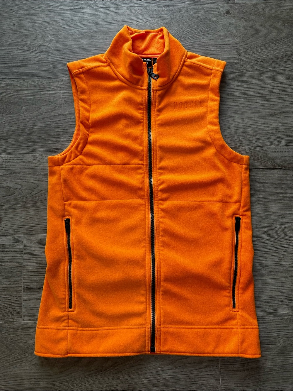 NOBULL Neon Orange Full-Zip Fleece Vest - Size Small Made in USA Visibility Hike
